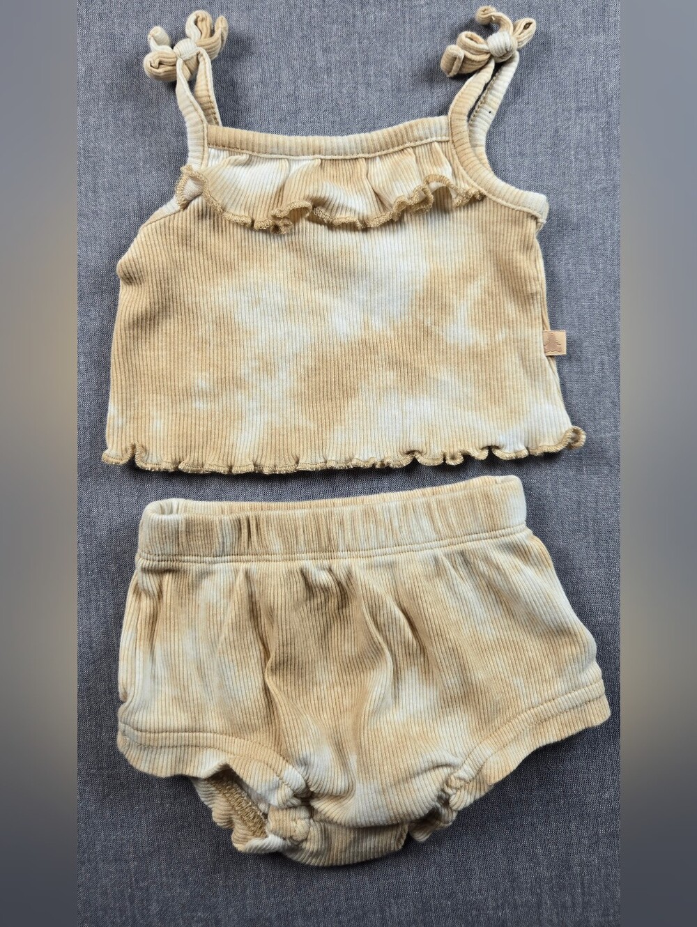 GAP Kids Cream & Pale Yellow Ribbed Tie-Dye Tank and Shorts Set